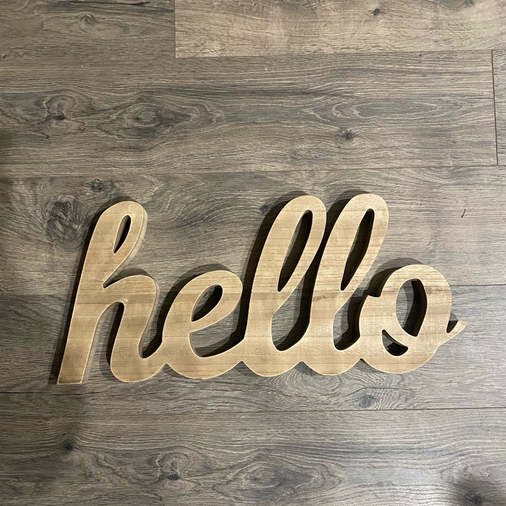 Wooden Hello sign